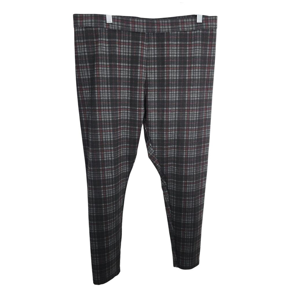 Plaid Leggings Pants XL Black Red Gray Tartan Stretch  Goth Grunge Preppy